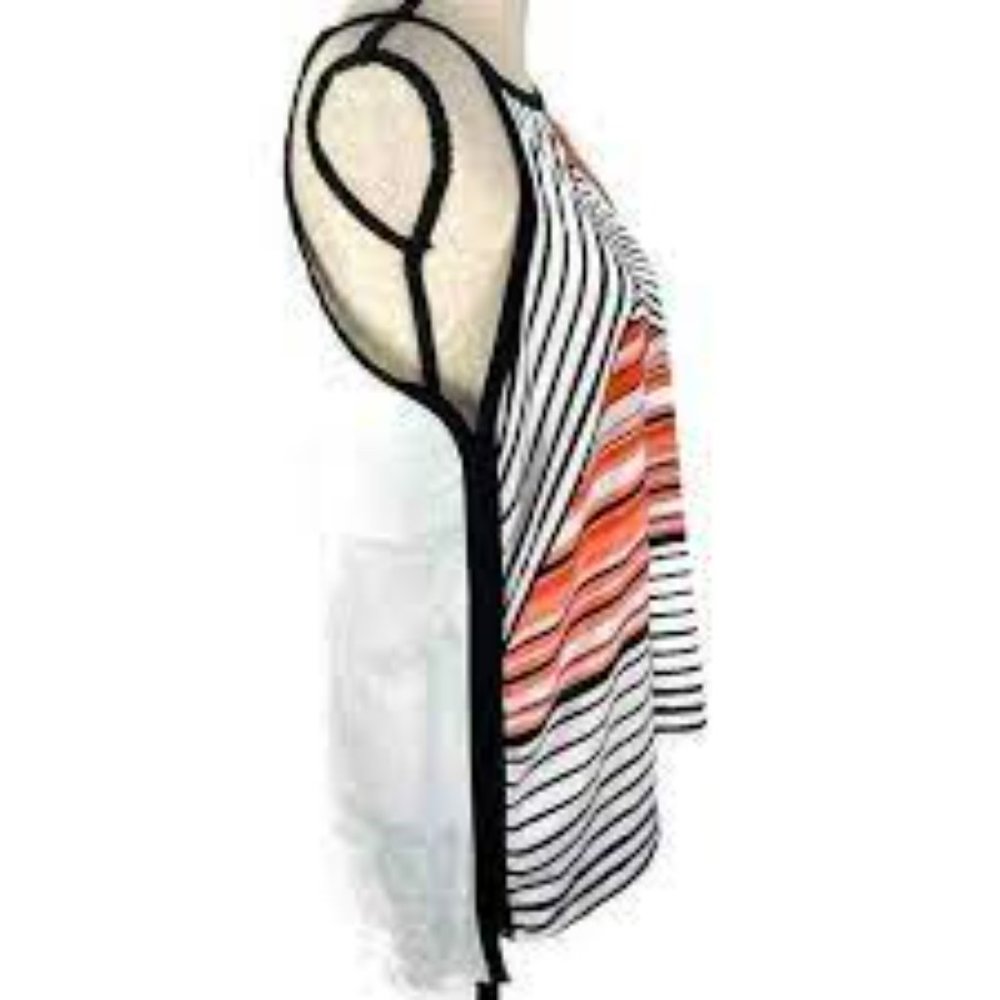 Calvin Klein Multi Stripe Keyhole Halter Blouse T… - image 3